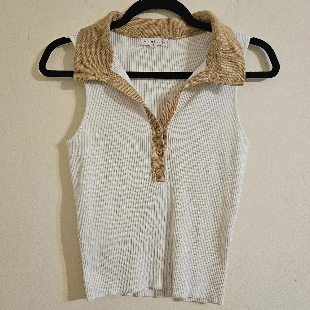 Grey Lab Crop Ribbed Sweater